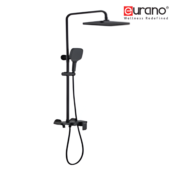 Exposed Lever Shower Post With Rise Pipe (Matt Black)