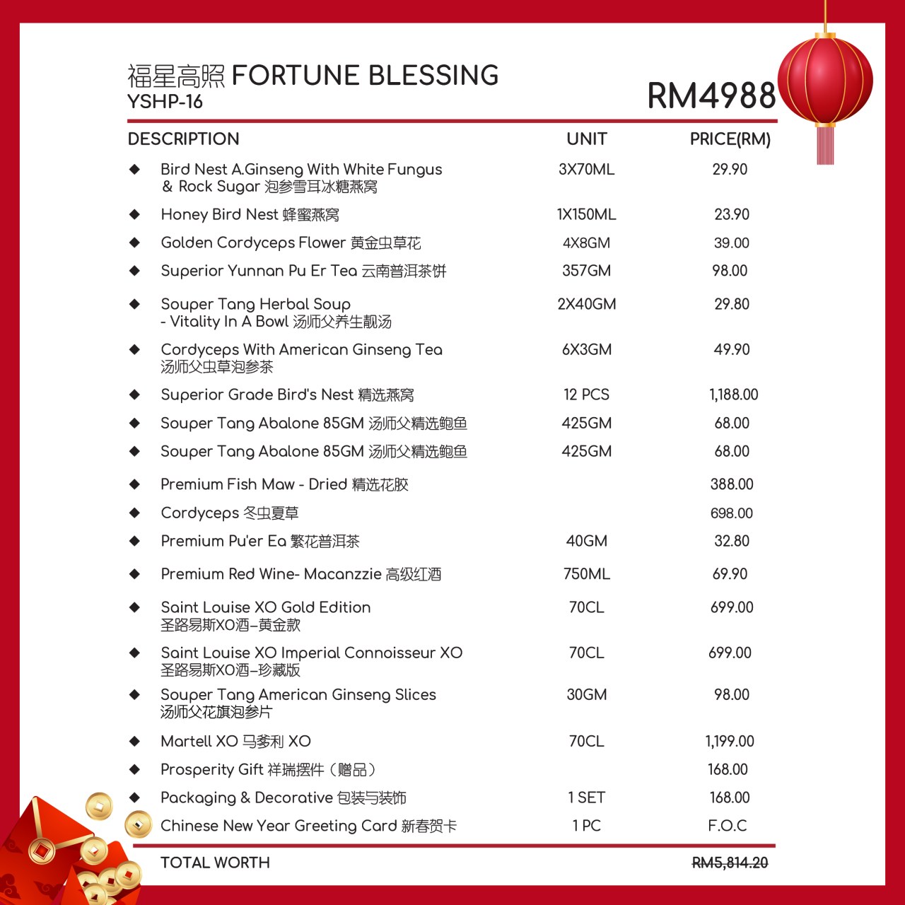 YSHP-16 FORTUNE BLESSING