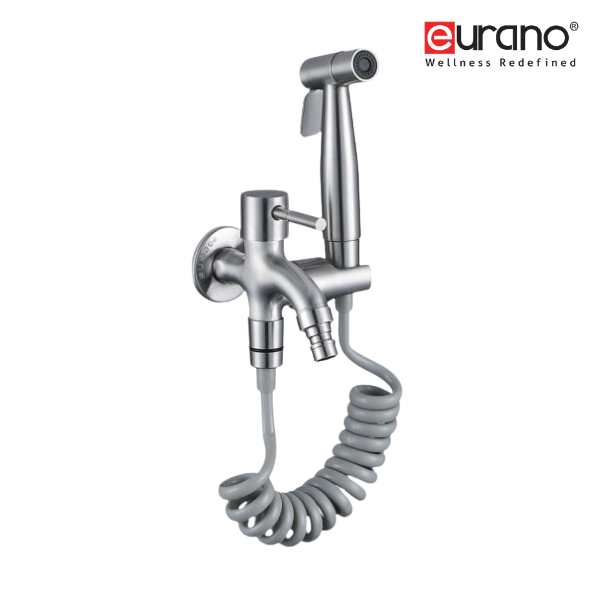 Rinsing Spray Set (S/Steel Matt Spray + Two Way Tap (SUS 304) + 1.2m PVC Hose (Grey))