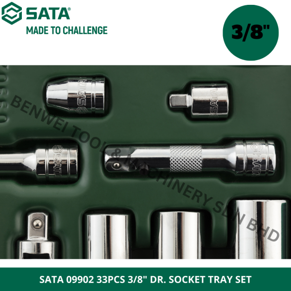 Sata 09901 1/4" Drive 6 Point Metric Socket Tray Set | TOOLS AND MACHINERY MALAYSIA