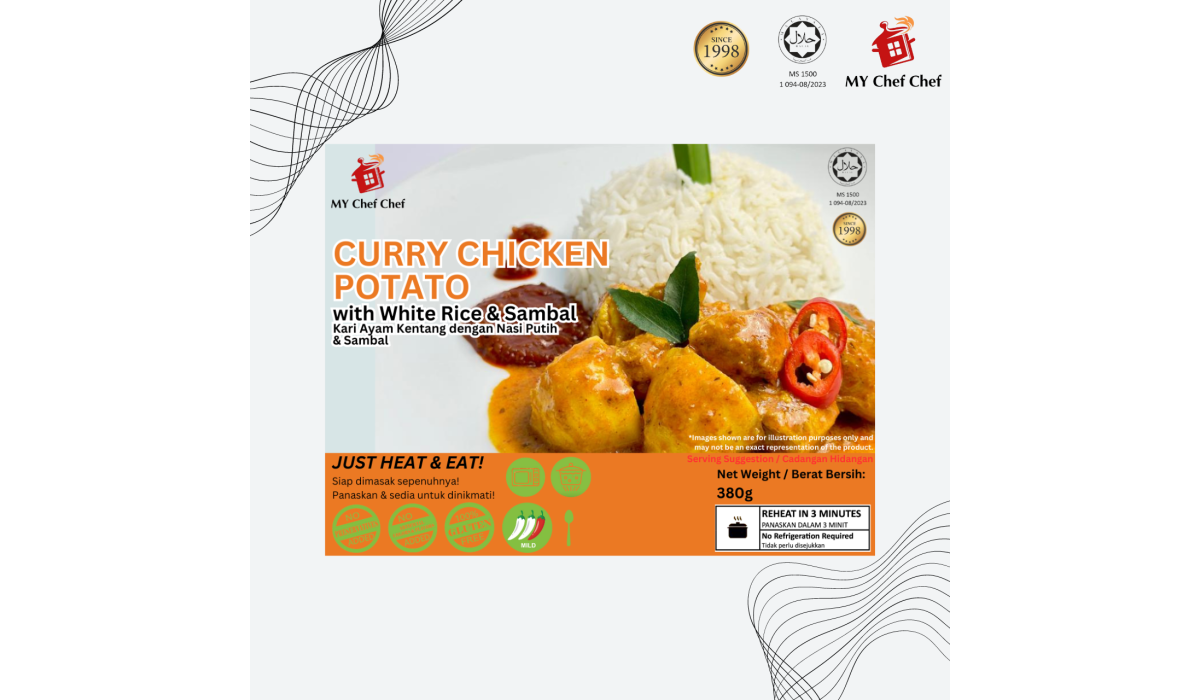 Chicken & Potato Curry with White Rice & Sambal