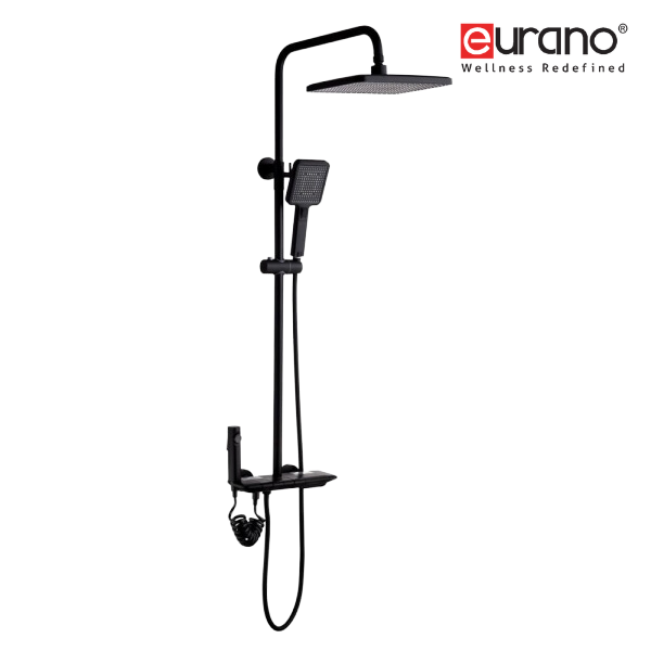 12'' Rectangle Rain Shower, 3Function-Square Hand Shower, Rinsing Spray & Spout (Matt Black)